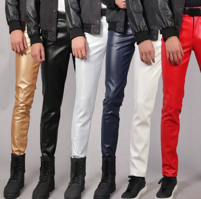楽天市場 レザーパンツ メンズ 革パン Puレザー バイクパンツ ロングパンツ スキニー ストレッチ ライダース 防風 無地 ボトムス スリム メール便限定 Yanagiya