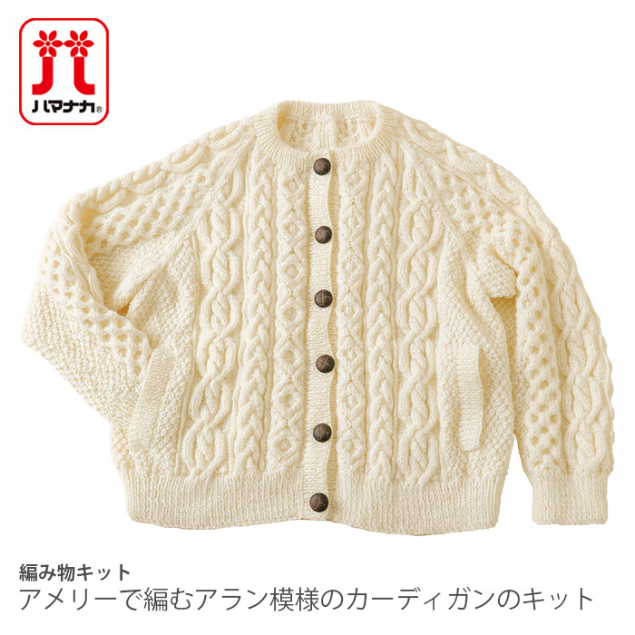 編物 一揃いの道具 梳毛糸 / Hamanaka(ハマナカ) アメリーで編むアラン飾りつけのジレーの一揃いの道具