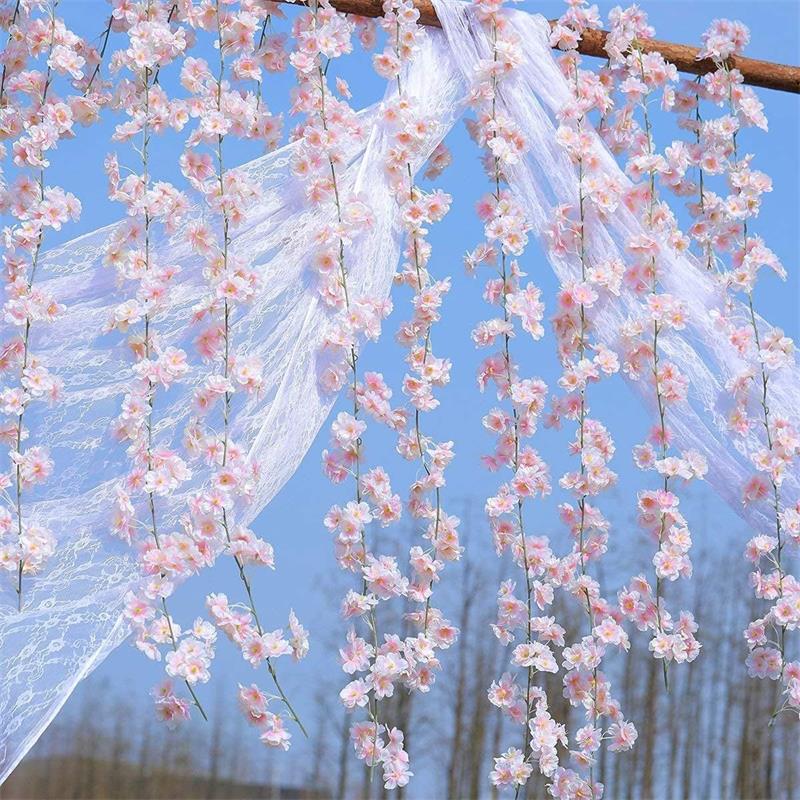 桜 造花 桜の花 4本入り/8本入り/16本入り 全長1.8m シルクフラワー 桜 枯れない花 人工造花 フェイクフラワー インテリア 壁掛け 桜の花 花輪 庭園 飾り さくら 藤の花 観葉植物 店舗装飾用 撮影用 母の日 結婚式 DIY 人気 プレゼント