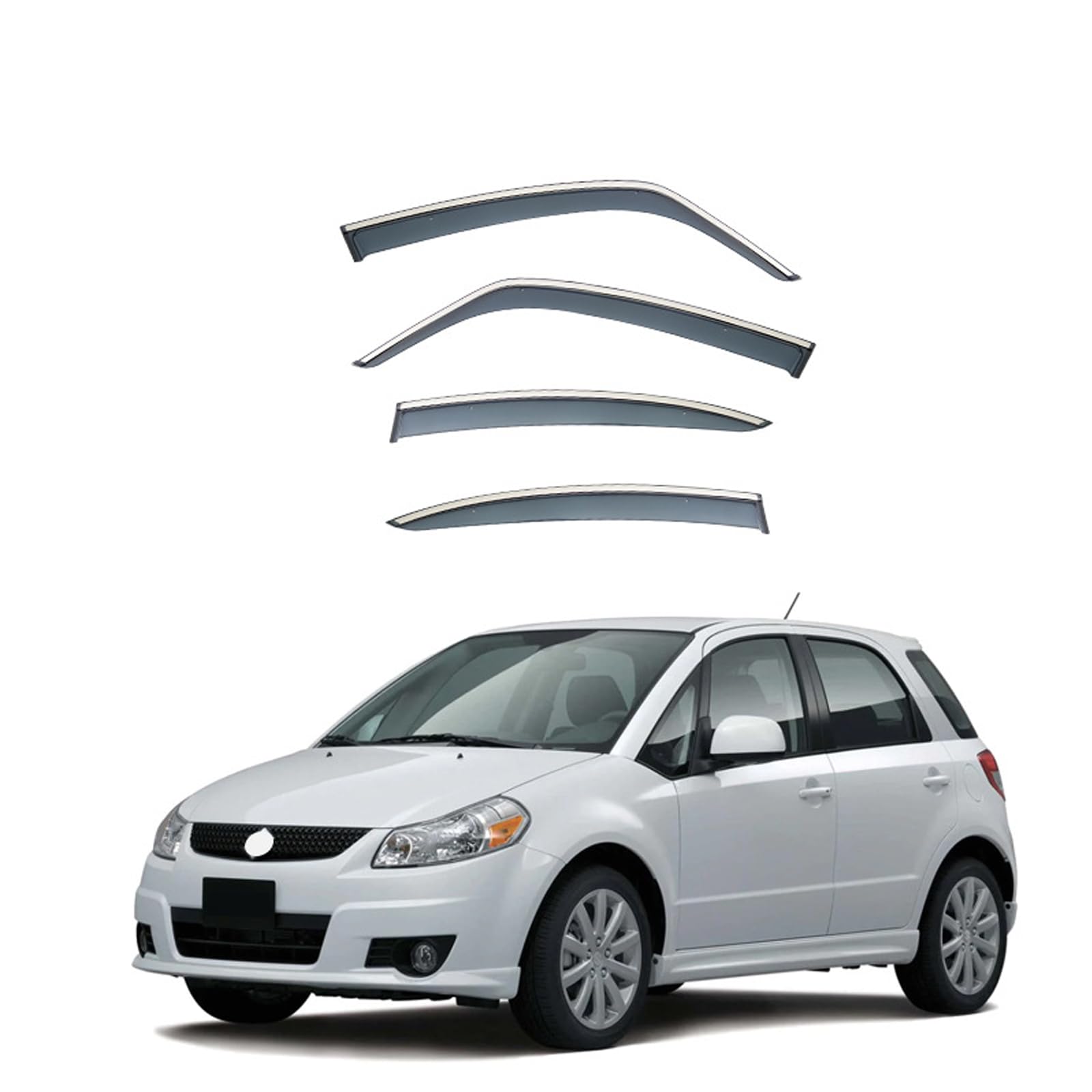 スズキ SX4 ハッチバック 2006-2018 ドアバイザー 半透明ブラック 車用 サイドバイザー 半透明ブラック カーレインシールド 雨よけ スポーツ バイザー 外装パーツ カーアクセサリー