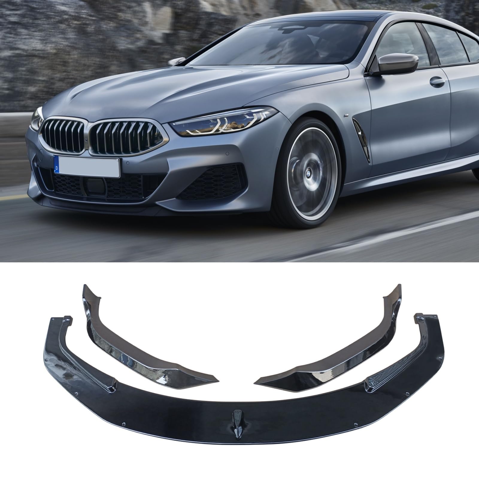 フロントリップ 2020-2024 BMW 8シリーズ G14 G15 G16 Mスポーツ 用 フロントスプリッター ABS塗装 フロントバンパー フロントスポイラー リップスポイラー 艶あり黒 エアロパーツ ガーニッシュ カーアクセサリー