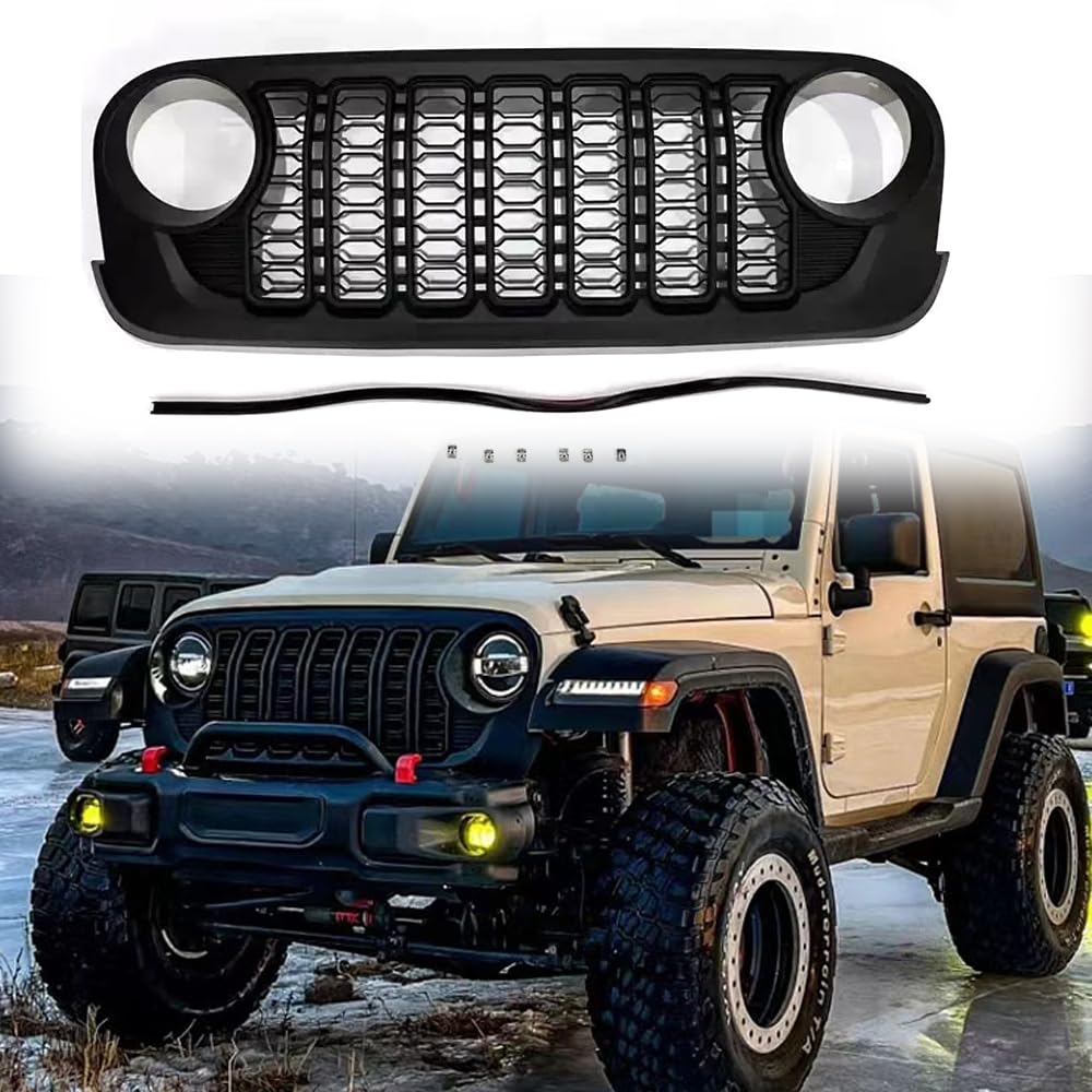 フロントグリルメッシュベントトリム ラングラーJK JL 2007-2023 2024 Wrangler JL (JK 2007-2017)へのアップグレードに適合｜ヤナオレンジショップ