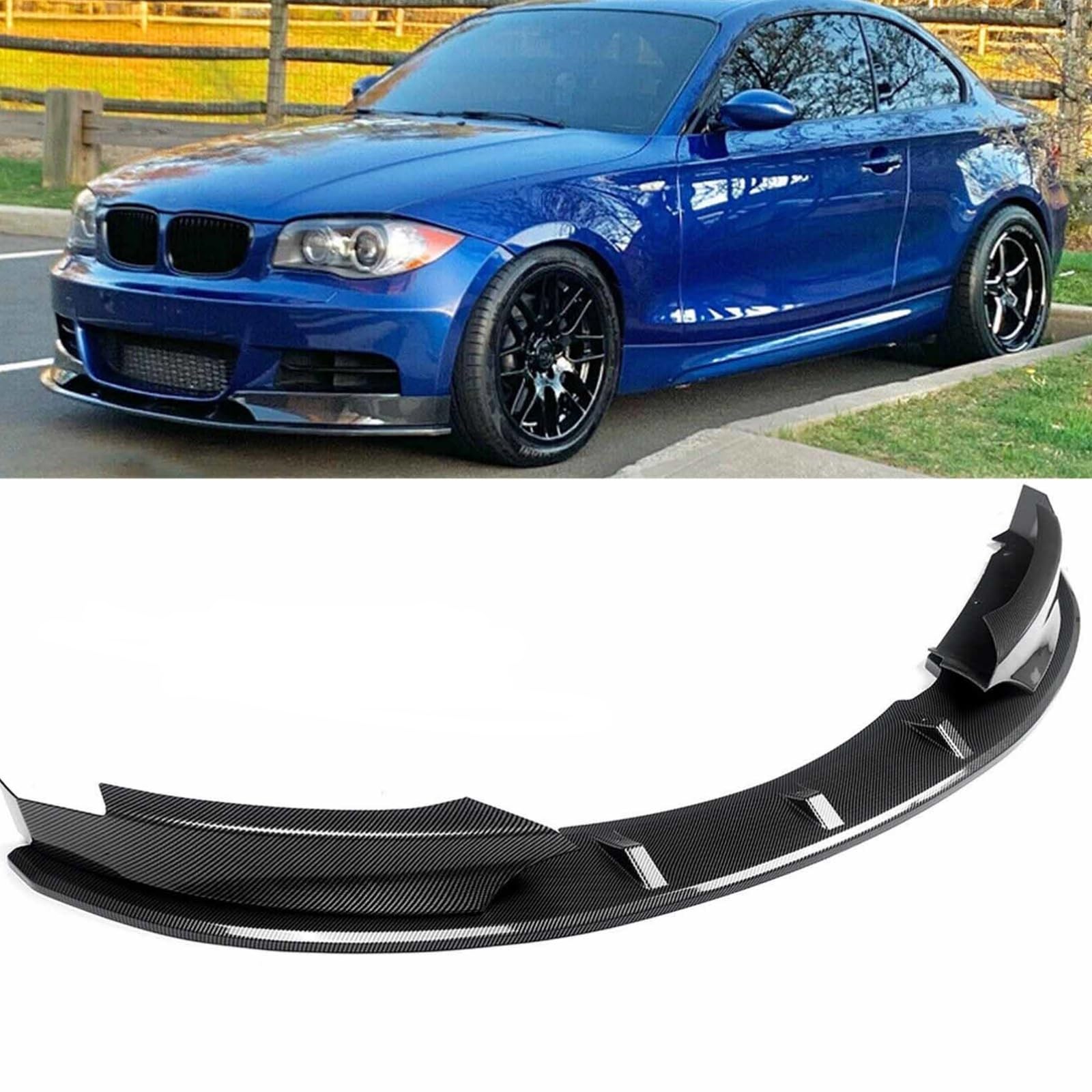 フロントリップ 2007-2013 BMW 1 シリーズ E82 128i 135i M スポーツ 用 フロントスプリッター ABS塗装 フロントバンパー フロントスポイラー リップスポイラー カーボン調 エアロパーツ ガーニッシュ カーアクセサリー