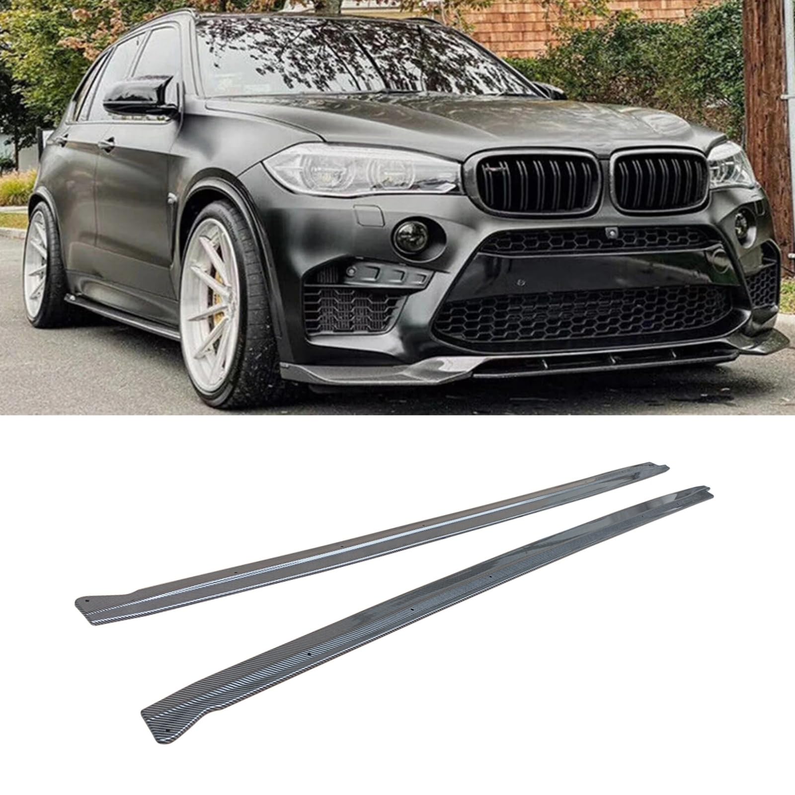 サイドスカート BMW X5 F15 X6 F16 X5M F85 X6M F86 車種専用 サイドスポイラー エクステンションリップ ボディ ABS製 塗装済み カーボン調 エアロパーツ 外装パーツ カーアクセサリー