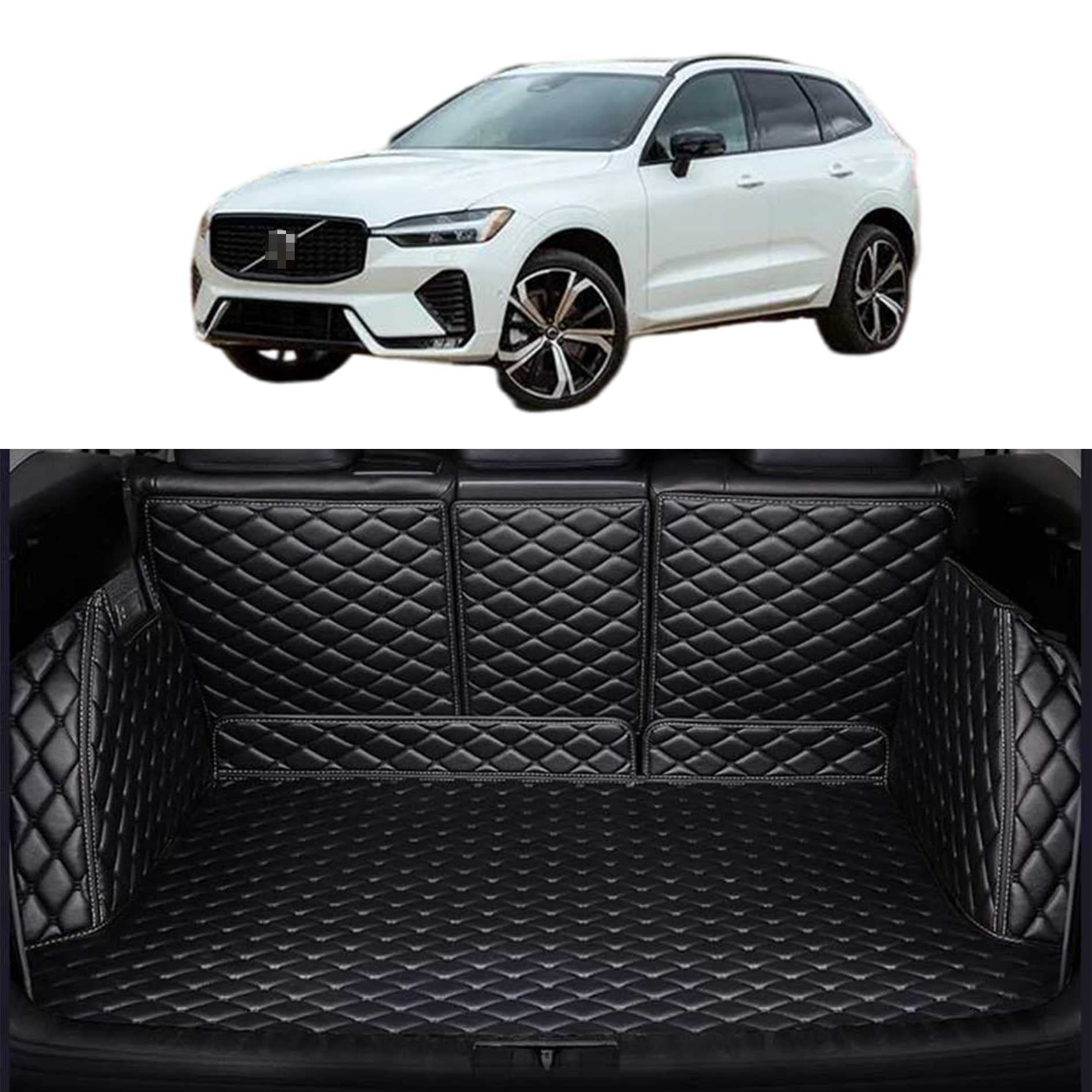 カスタム 車の トランクマット ボルボXC60 2018-2025 に適用 3Dフルカバー ラゲッジマット 専用設計車のトランクマット ラゲッジマット防水 XPE レザー ラゲッジマット カーゴマット 耐汚れ 荷台マット ラゲージトレイ 取付簡単