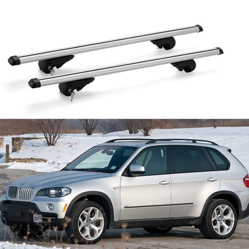 2個 ロック可能なクロスバー カーゴキャリア BMW X5 E70 2008-2013ルーフレール用
