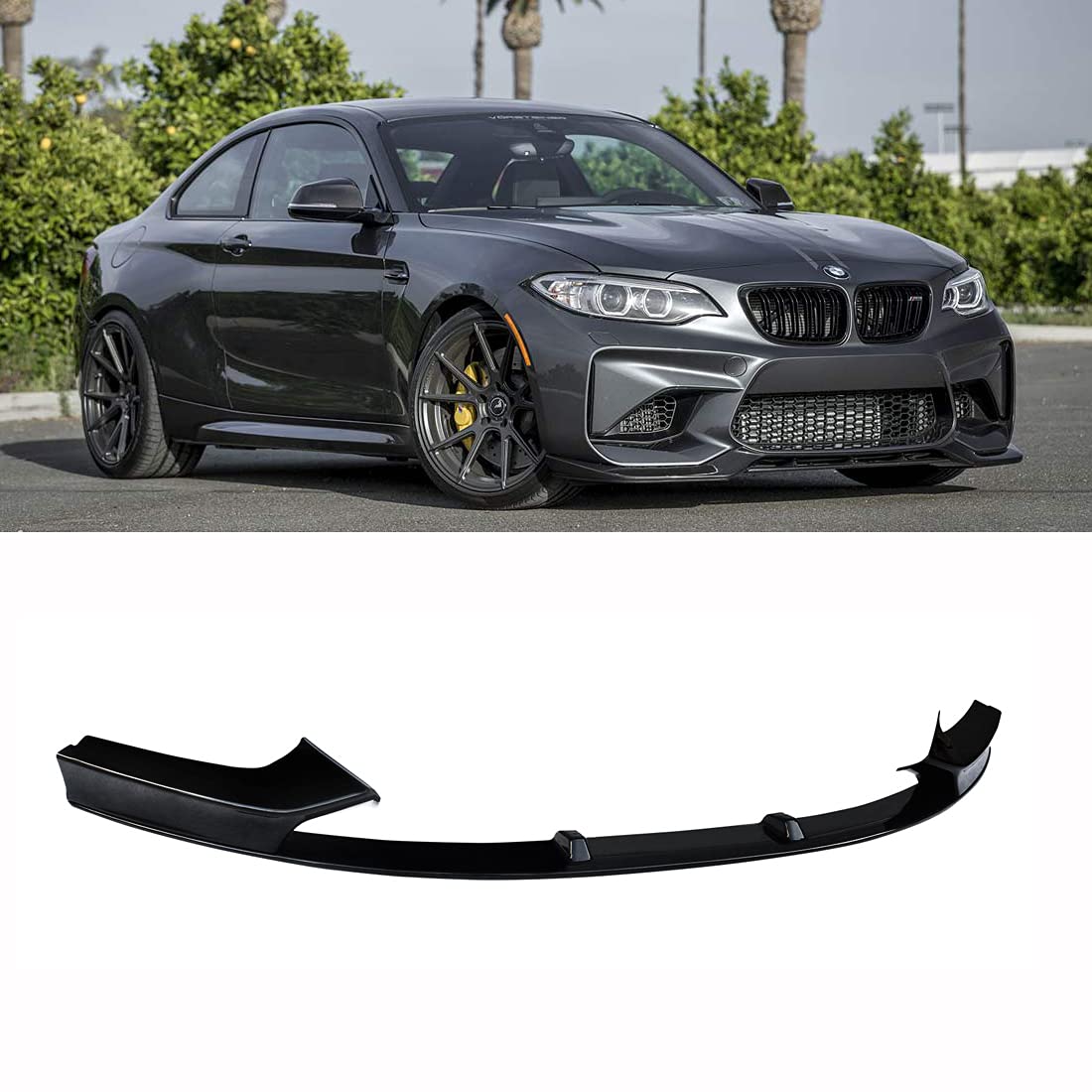 フロントスポイラー 2014-2021 BMW F22 F23 2シリーズ Mスポーツ クーペ フロントリップ ABS製 艶あり黒 改装専用 エアロパーツ カーアクセサリー 改装パーツ