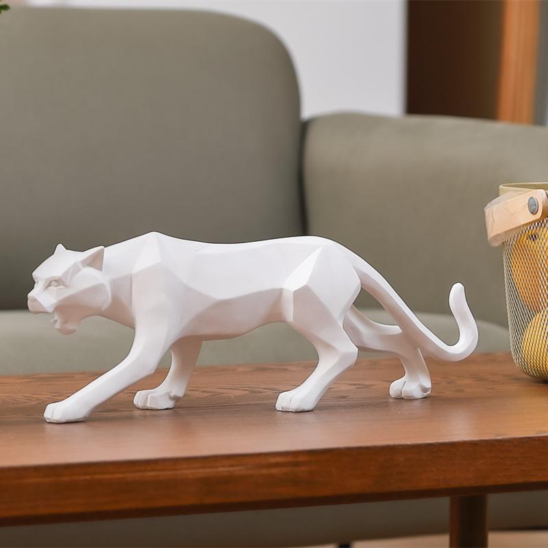 置物 オブジェ ヒョウ柄 ヒョウ 北欧 INS風 樹脂製 アート ホームデコレーション リビング ベッドルーム 幾何学模様 カット面 ブラック ゴールド 透明