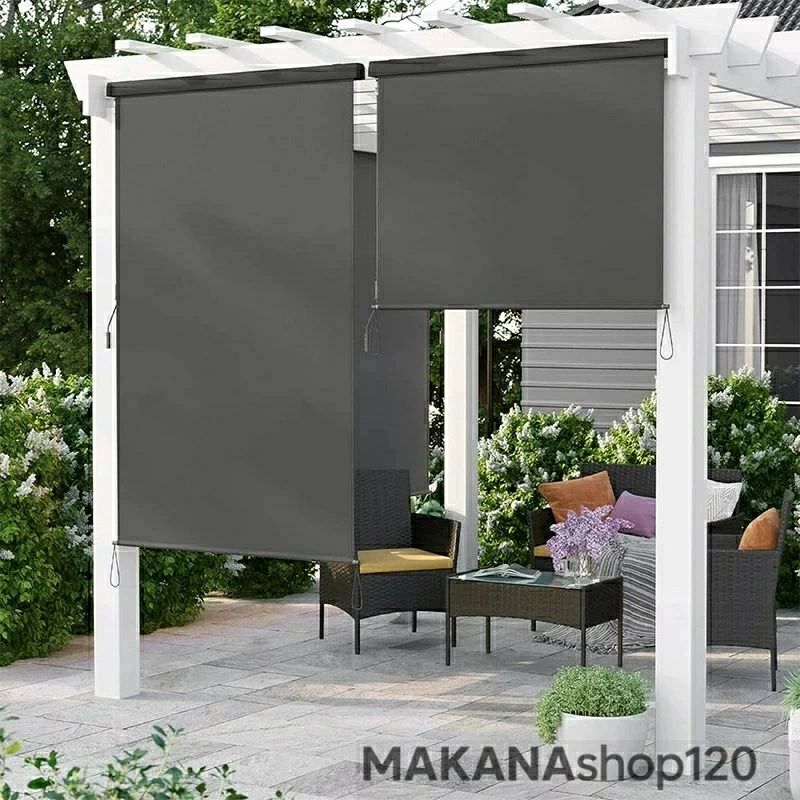 ロールスクリーン 屋外シェード 日よけ 幅100/150/200/250/300cm 高さ180/250cm 耐水 遮熱 UVカット 取付簡単 ベランダ用、ベランダ、裏庭、ポーチ、パビリオン