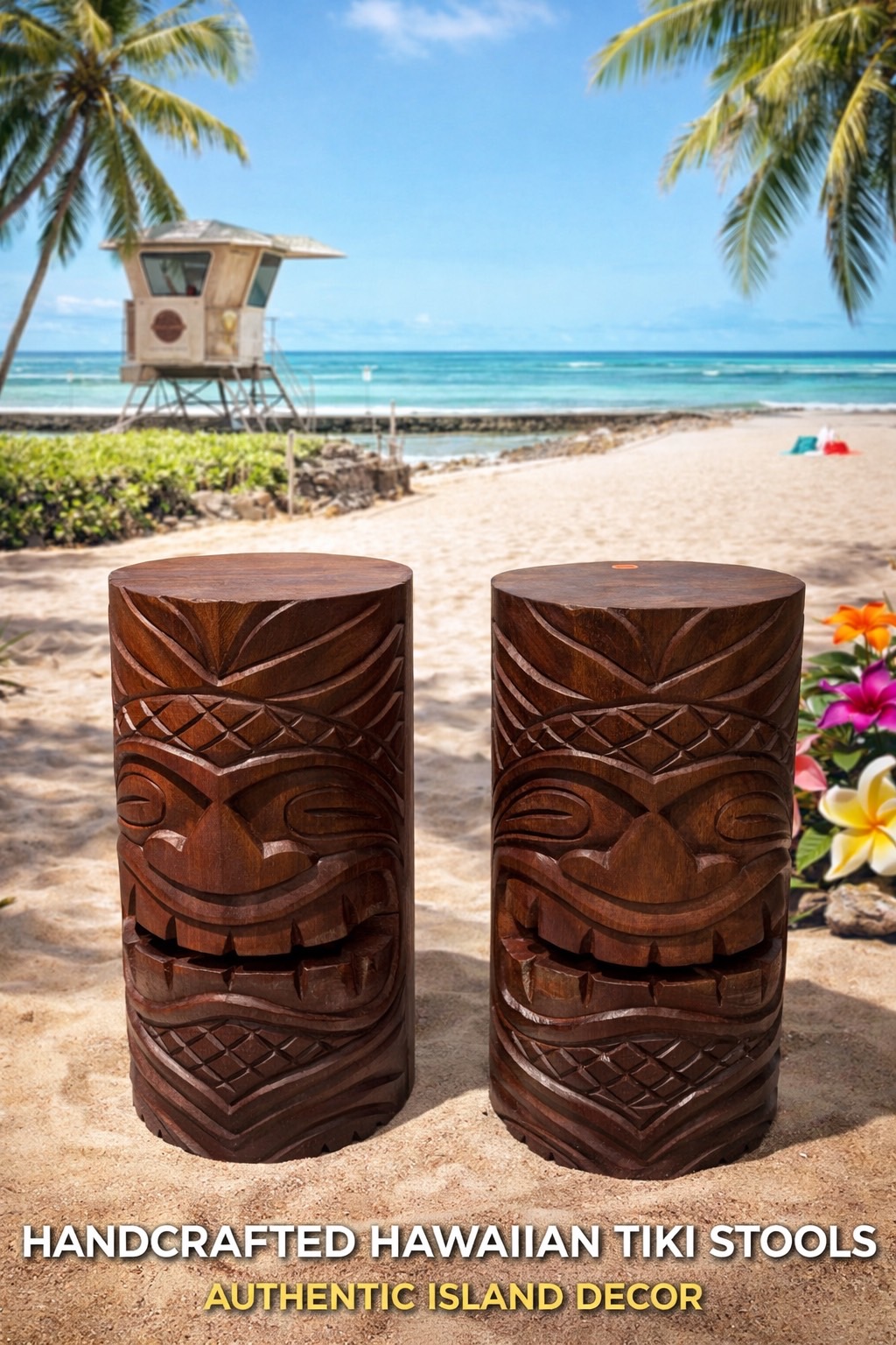 TIKI ティキ 腰かけ 木彫り像 守り神 魔除け 手当て