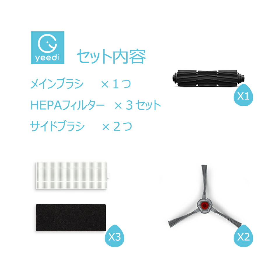 ロボット掃除機 交換部品セット 交換パーツキット 消耗アクセサリー 交換アクセサリー 消耗品 交換部品 付属品 正規品 アタッチメント yeedi専用  【海外正規品】