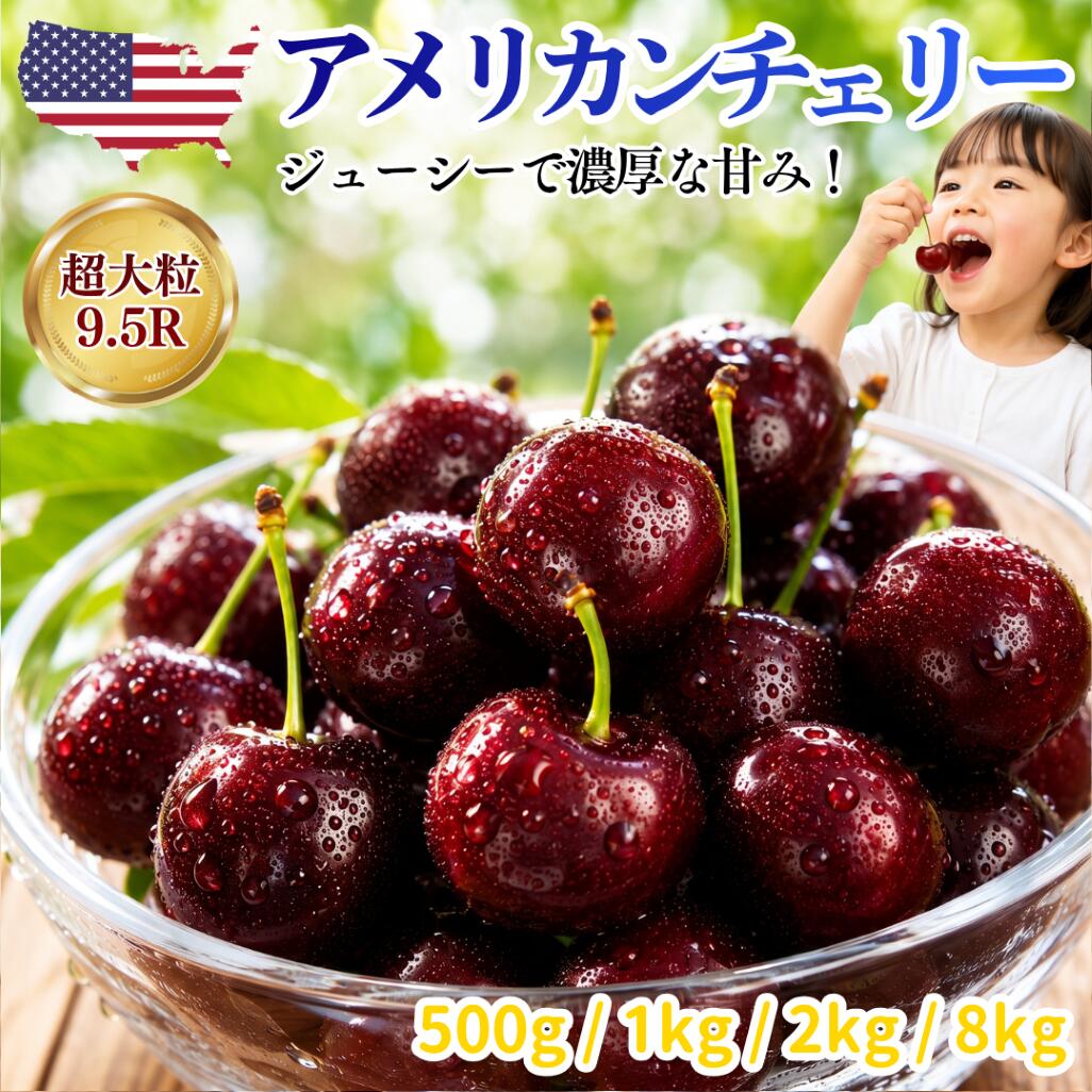 【SALE中】アメリカンチェリー 1kg 超大粒 9.5R 直輸入｜ダークチェリー さくらんぼ cherry ご家庭用 ギフト プレミアム 高糖度 甘い 化粧箱 父の日 御中元 贈答用 500g 2kg 8kg 業務用 送料無料 冷蔵便 ヤオエクセレント｜YAO EXCELLENT