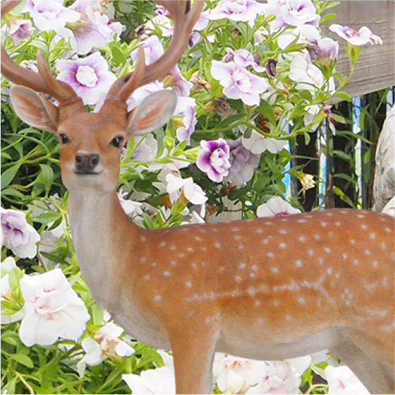 エゾジカ（特大） 86 x 28 x 98 cm (幅x奥x高) 本物そっくり リアル 鹿 鹿型 シカ しか deer アニマル 動物 置物 置き物 オブジェ 飾り ディスプレイ ガーデニング雑貨 庭 玄関 リビング ガーデン 雑貨 ウエルカム お出迎え 北欧 animal WOOBIA ウービア animal