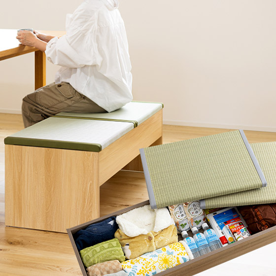 畳座面の収納BOX付きベンチ 120cm幅 い草 畳ユニット 畳 収納　収納ボックス ユニット畳 畳ベッド 置き畳 フローリング 畳 収納 BOX タタミ 高床式 畳ボックス ベンチ 椅子 小上がり
