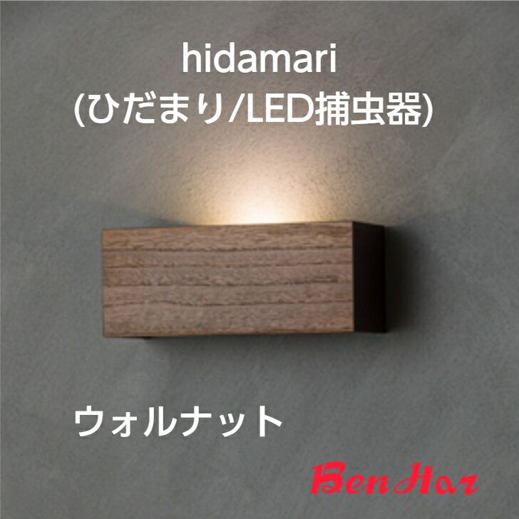 【LED飛来虫けら捕虫器】■ hidamari ウォルナット〔曲がり目まり/LED捕虫器〕［コバエ 捕虫 追い出し 防除 取り押さえる 点火装置落とし穴 引きずり込む チョウバエ ショウジョウバエ バス発着場 飲食店 打つ手 ステンレス鋼 HACCP LED］