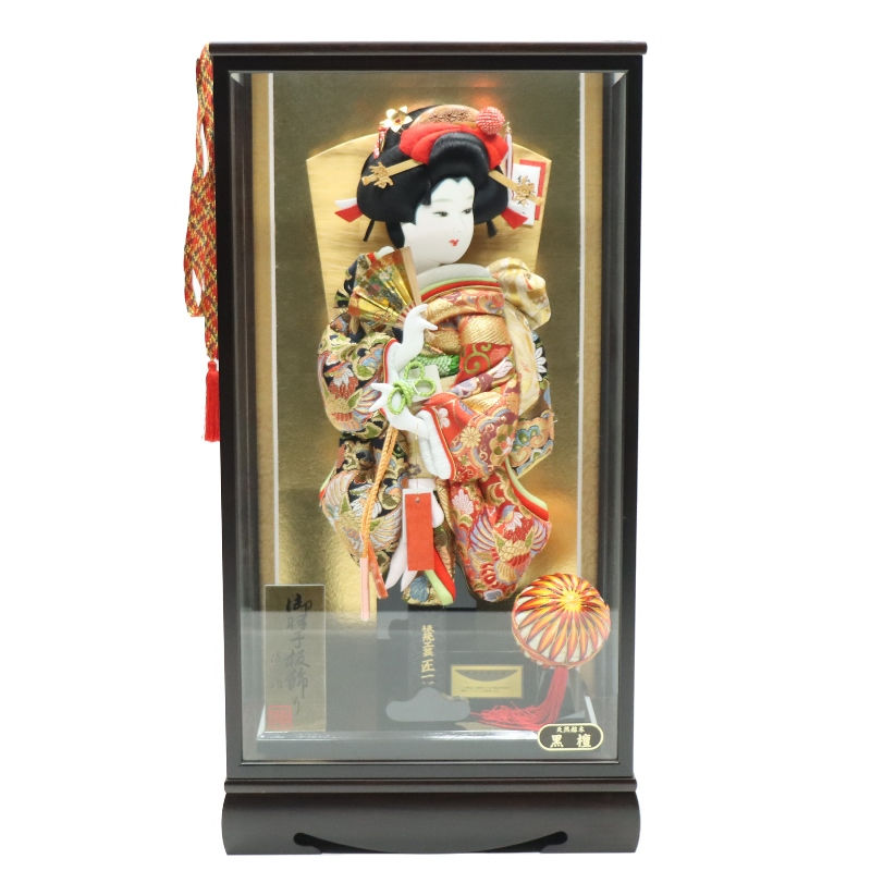 羽子板 ケース飾り 陽葵 18号 匠一好 純金正絹京みやび 高さ74cm 銘木 黒檀ケース (2024-ys131) ケース入り お正月飾り 初節句 お祝い