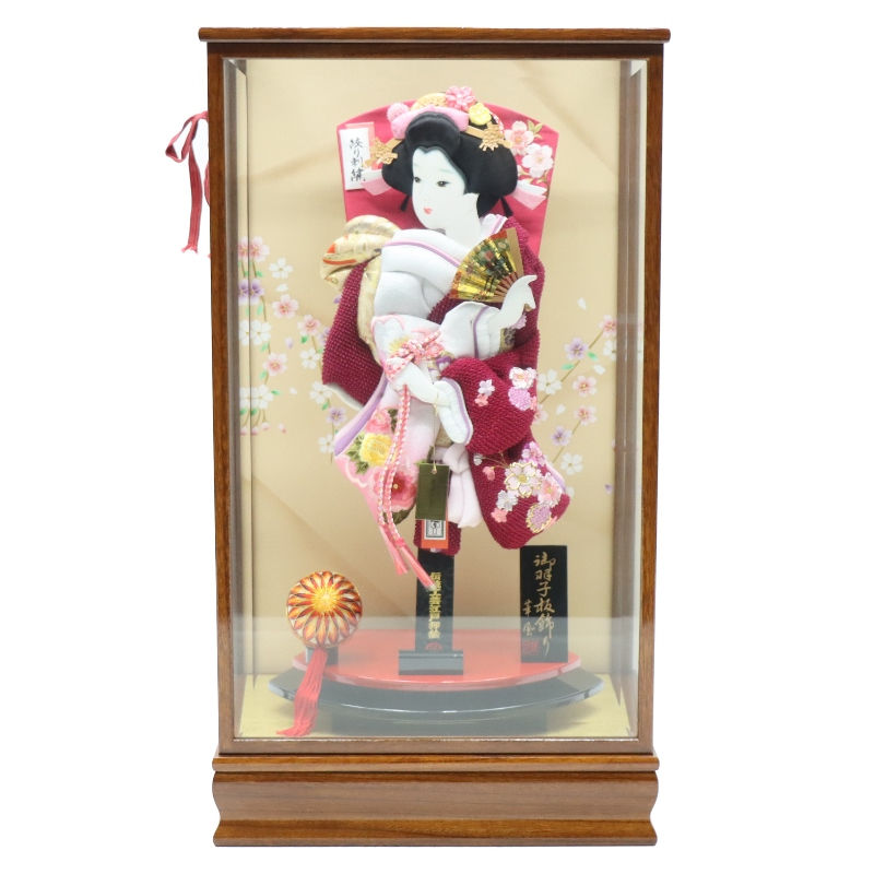 羽子板 ケース飾り 和泉 17号 鹿の子絞り 高さ72cm 木目ケース (2024-ys139) ケース入り お正月飾り 初節句 お祝い
