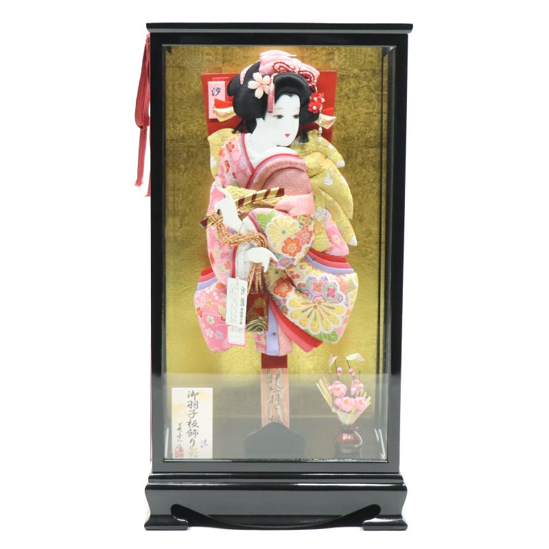 羽子板 ケース飾り 桃香 15号 金襴 高さ62cm 黒塗りケース (2024-ys146) ケース入り お正月飾り 初節句 お祝い