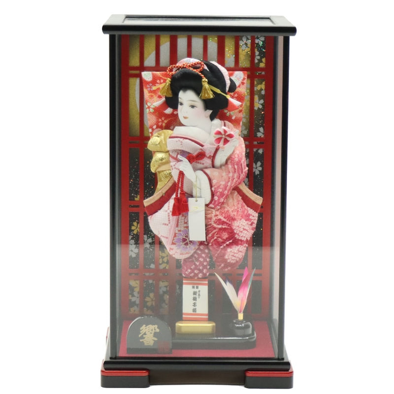 羽子板 ケース飾り 響 10号 絞り 高さ45cm 黒塗りラメ赤ケース (2024-ys162) ケース入り お正月飾り 初節句 お祝い