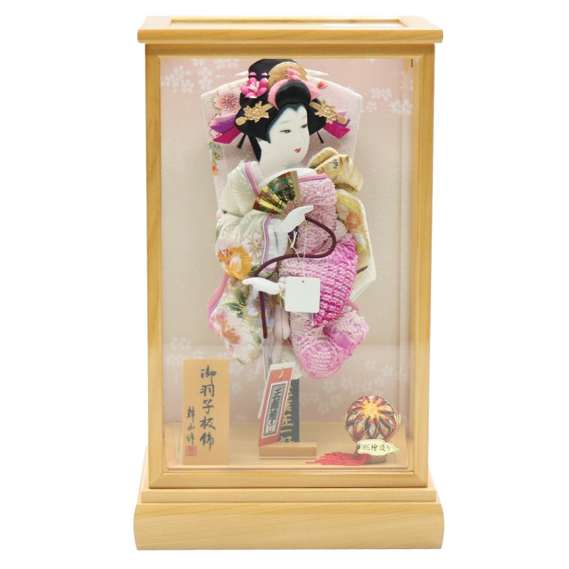 羽子板 ケース飾り 羽衣 10号 匠一好 正絹刺繍四季ぼかし 高さ44cm 銘木 桧ケース (2024-ys164) ケース入り お正月飾り 初節句 お祝い