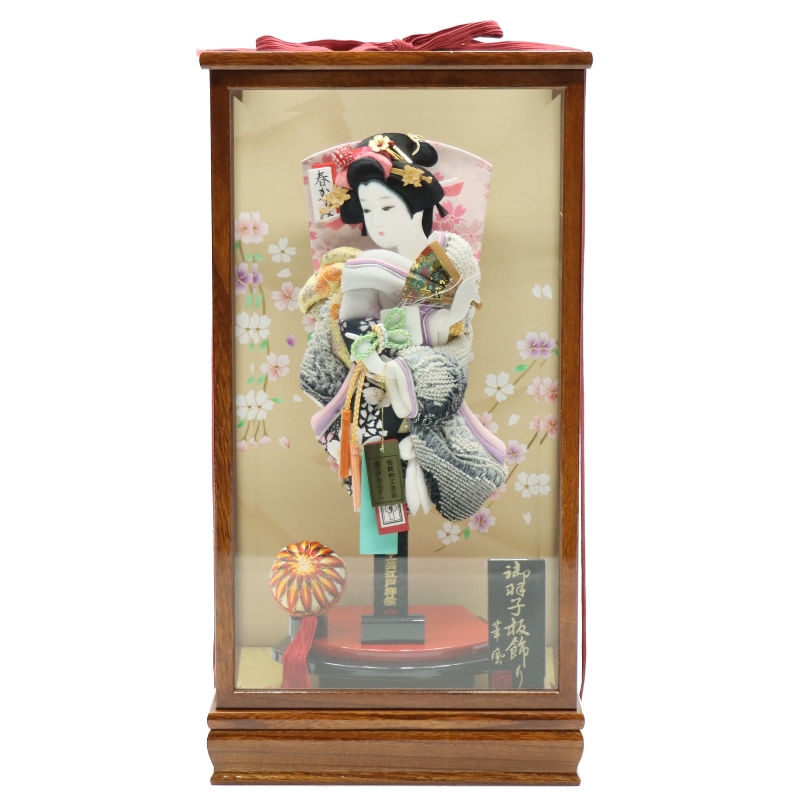 羽子板 ケース飾り 和泉 13号 絞り 高さ55cm 木目ケース (2024-ys181) ケース入り お正月飾り 初節句 お祝い