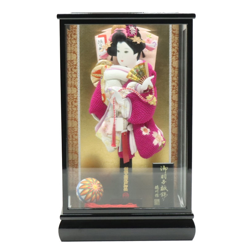 羽子板 ケース飾り 穂乃花 13号 絞り 高さ51cm 黒塗りケース (2024-ys189) ケース入り お正月飾り 初節句 お祝い