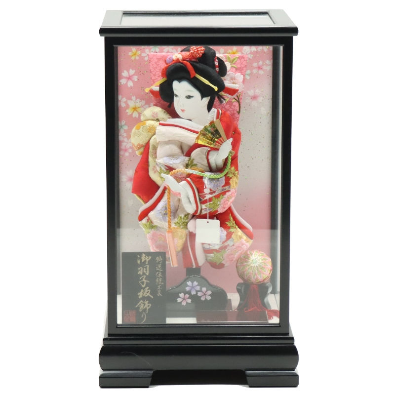 羽子板 ケース飾り 桜華 10号 刺しゅう 高さ44cm 黒塗りケース (2024-ys200) ケース入り お正月飾り 初節句 お祝い