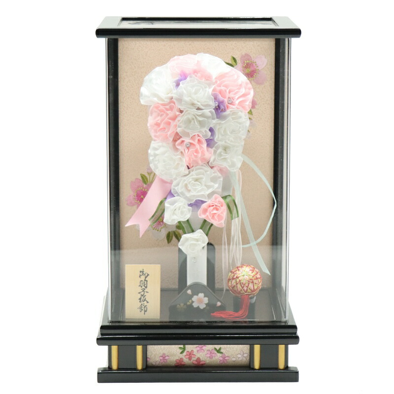 羽子板 ケース飾り 桜香 10号 つまみ細工 高さ46cm アクリルケース (2024-ys204) ケース入り お正月飾り 初節句 お祝い