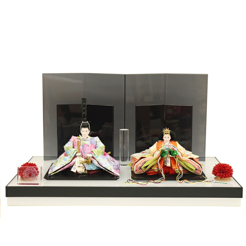 雛人形 親王平飾り 雛（ひな） 小出松寿 京十一番 親王 スワロフスキーlight blue スモークアクリルセット 2025-tg054 幅66cm 平飾り 2人 ひな人形 お雛様 桃の節句 節句 お祝い インテリア