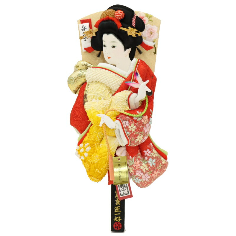 羽子板 羽子板単品 かのこ刺繍 13号 高さ42cm 鹿の子絞り×刺しゅう (2024-tst021) 押絵振袖羽子板 単品（羽子板のみ） お正月飾り
