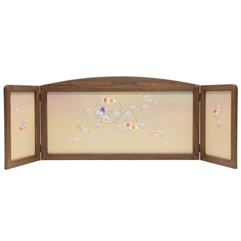アウトレット品 雛人形屏風単品 15号三月屏風 古代 まどか刺繍金彩花丸 21ya1324 飾り幅目安105～115cm (sn135) インテリア ディスプレイ 見切処分品