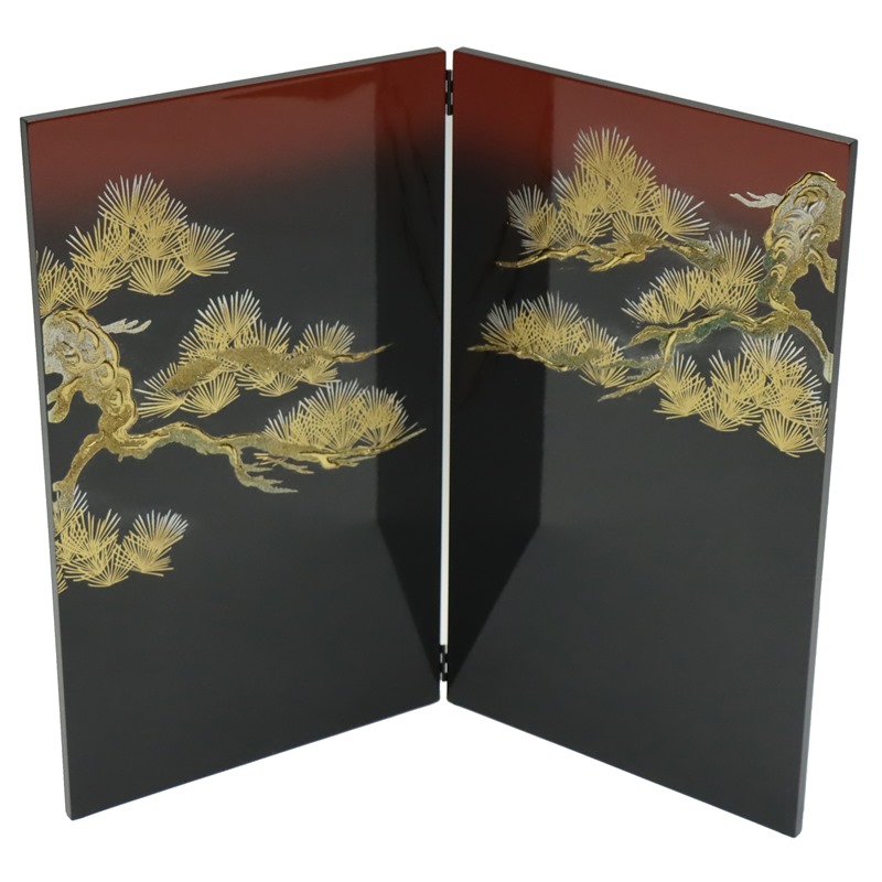 アウトレット品 屏風 屏風のみ 10号 金松二曲屏風 赤ボカシ 幅40～45cm (23a-ya-0178) インテリア ディスプレイ 見切処分品