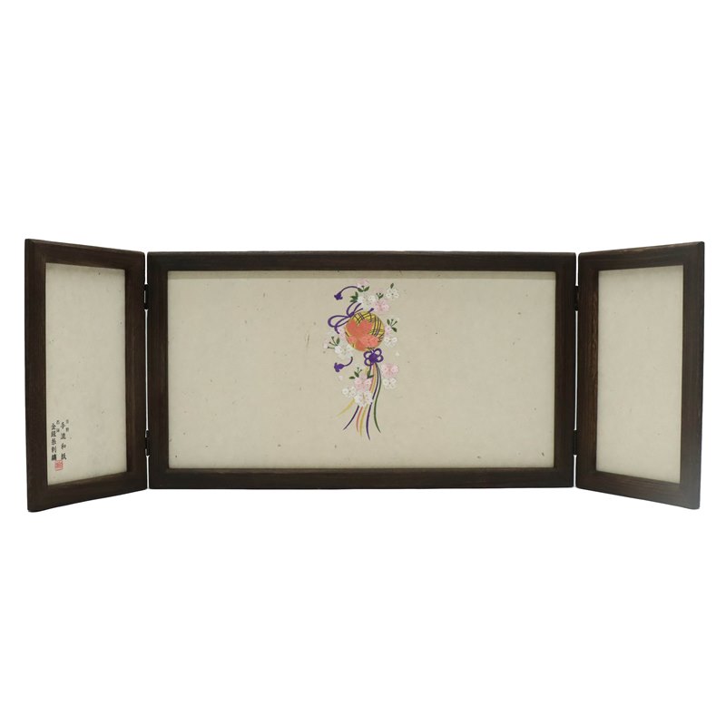 アウトレット品 屏風 屏風のみ 12号 三曲屏風 330136-12 まりに桜 焼桐 幅85～90cm (23a-ya-0340) インテリア ディスプレイ 見切処分品