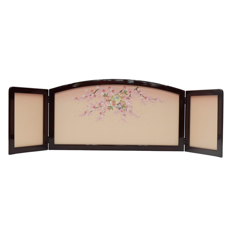 アウトレット品 屏風 屏風のみ 15号 三曲屏風 ワイン 花みやび 幅115～120cm (23a-ya-0436) インテリア ディスプレイ 見切処分品