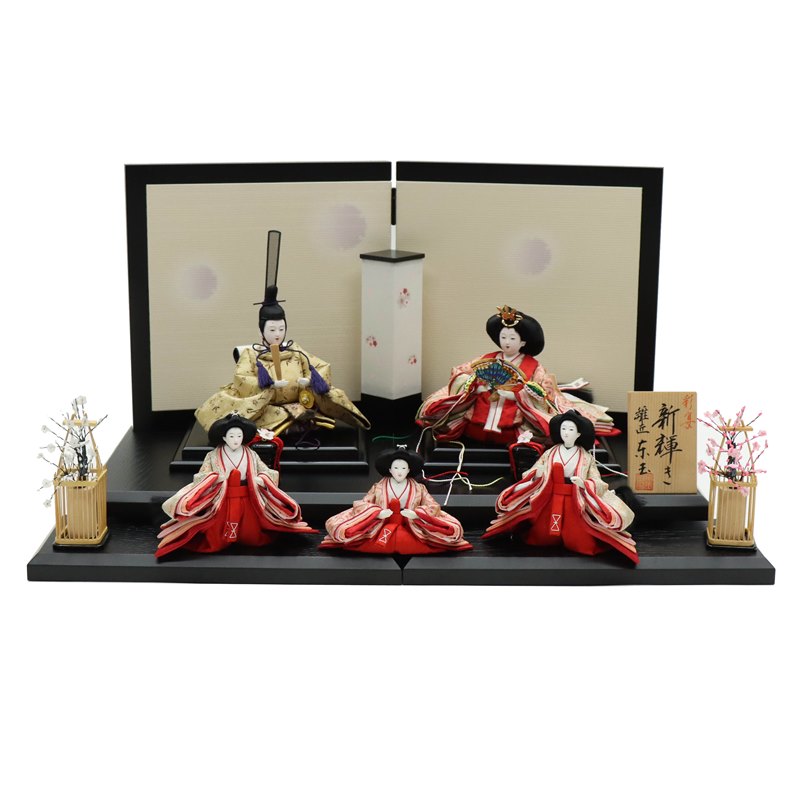 アウトレット品 雛人形 平飾り 五人飾りセット T65-60新・輝き 彩宴 幅62cm (23a-ya-0706) インテリア ディスプレイ 見切処分品｜社人形会館店