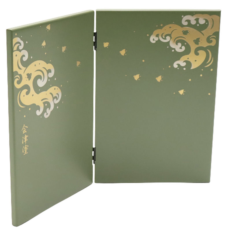アウトレット品 屏風 単品 26cm 新波千鳥 二曲屏風 グリーン 飾り幅：30～33cm (24a-ya-0213) インテリア ディスプレイ 見切処分品