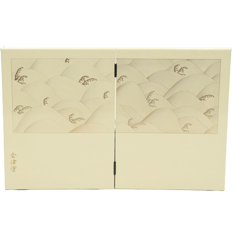 アウトレット品 屏風 単品 29cm 帯青海波 二曲屏風 アイボリー 飾り幅：36～40cm (24a-ya-0220) インテリア ディスプレイ 見切処分品