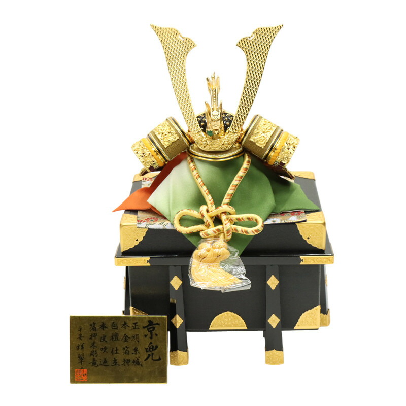 逃げ口品 五月あやつり人形 兜単品 15号 雅びやか 本金箔押 幅41珊 (25a-ya-0373) 室内装飾 見せびらかす 見切かた付ける品