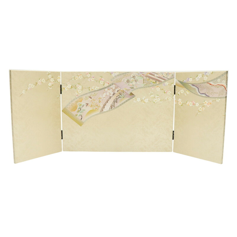 アウトレット品 インテリア 屏風単品 13号S 金彩絵巻 飛翔柄 京洛 飾り幅：75～90cm (25a-ya-0506) 雛人形 ディスプレイ 見切処分品