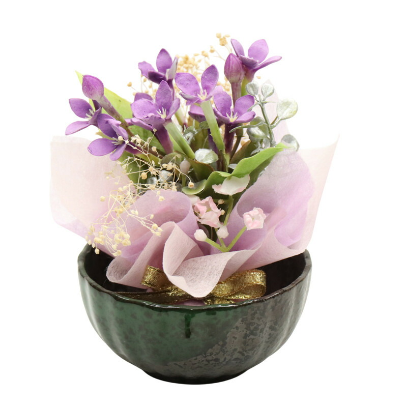アウトレット品 雛人形 道具単品 12cm 桜橘 お椀に紫花 フラワーオブジェ 1個入り 高さ12cm (25a-ya-0630) インテリア ディスプレイ 見切処分品