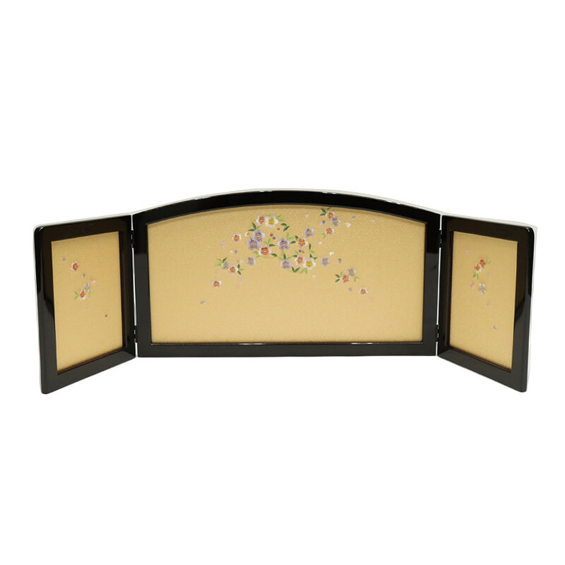 アウトレット品 インテリア 屏風単品 12号 桜祇園 刺繍花丸 三曲屏風 飾り幅：80～90cmcm (25a-ya-0670) 雛人形 ディスプレイ 見切処分品