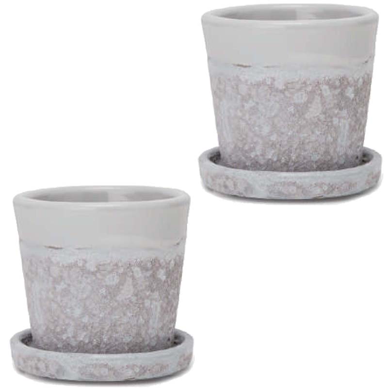 花・観葉草木用ポット ハレー 6号 M 白いこと（2個入り口・入口）hl-001w18p [KTp432] ミニポット 受皿付 （代引っ張ること不可）泊まり・執務室大建築・バス発着場 室内装飾 エクステリア
