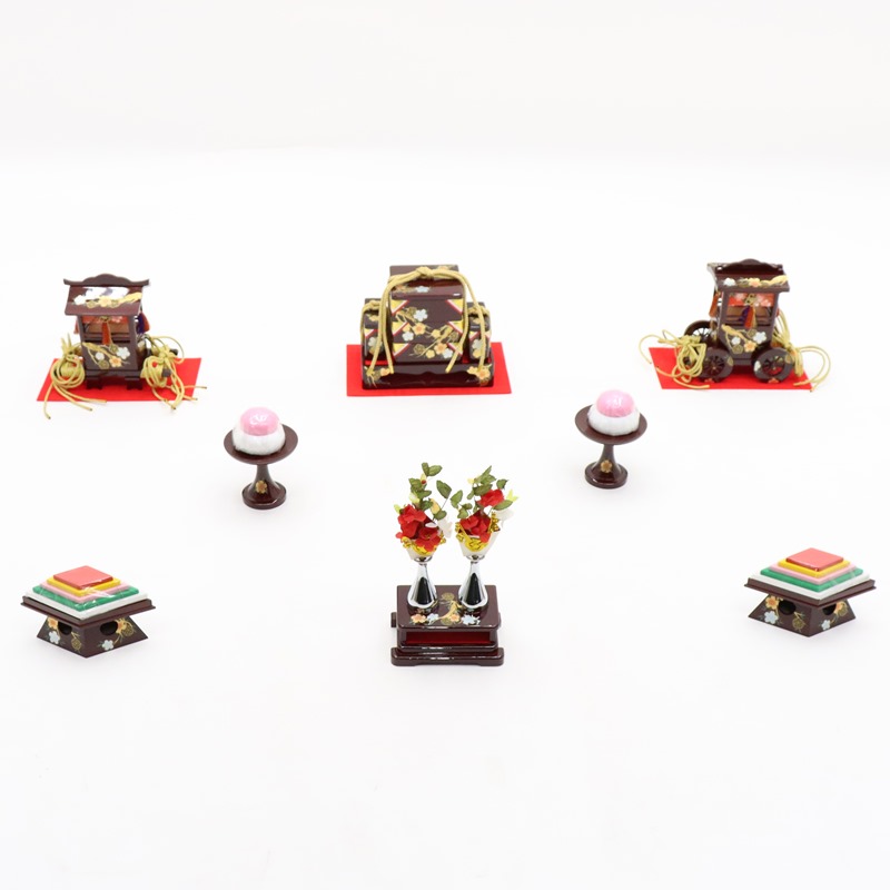 アウトレット品 雛人形 道具単品 雛道具6品セット 40号 溜塗 6点 (26a-ya-0456) インテリア ディスプレイ 見切処分品