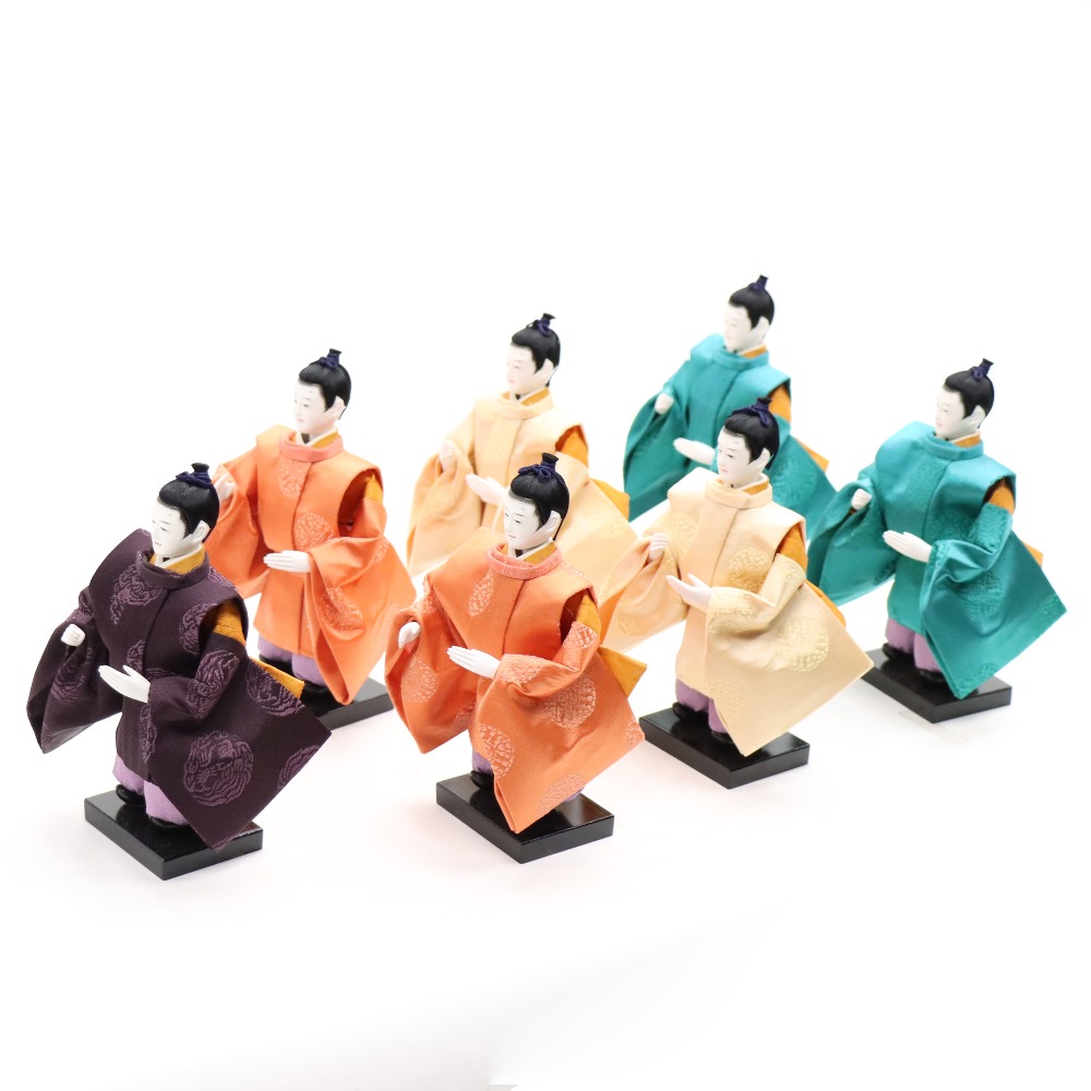 アウトレット品 雛人形 その他人形単品 大名行列（家来七人） 紫・橙・薄橙・緑 7人 (26a-ya-0766) インテリア ディスプレイ 見切処分品｜社人形会館店