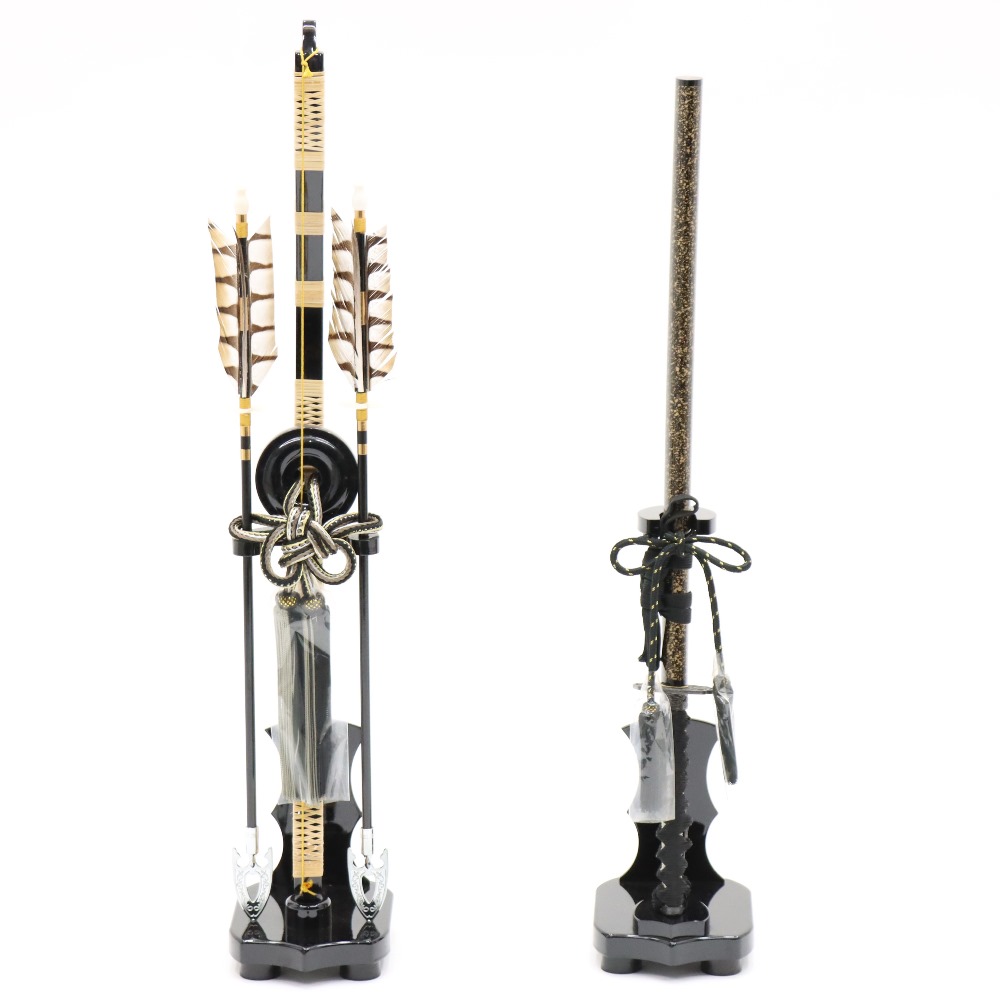 アウトレット品 五月人形 その他単品 弓太刀 23号 黒塗り 木製台 高さ73cm (26a-ya-0803) インテリア ディスプレイ 見切処分品