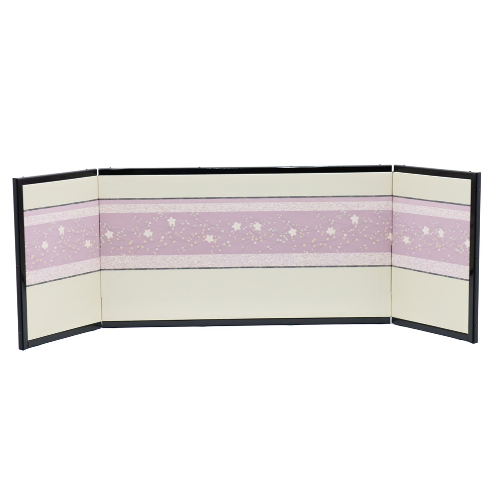 アウトレット品 屏風単品 三曲屏風 10号 薄黄色 黒枠 レトロ アートスタンド 幅85cm (26a-ya-0877) インテリア ディスプレイ 見切処分品