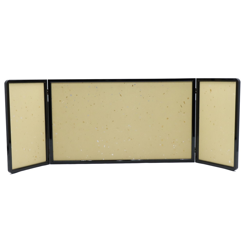 アウトレット品 屏風単品 三曲屏風 18号 薄茶色 砂子 レトロ アートスタンド 幅130cm (26a-ya-0920) インテリア ディスプレイ 見切処分品