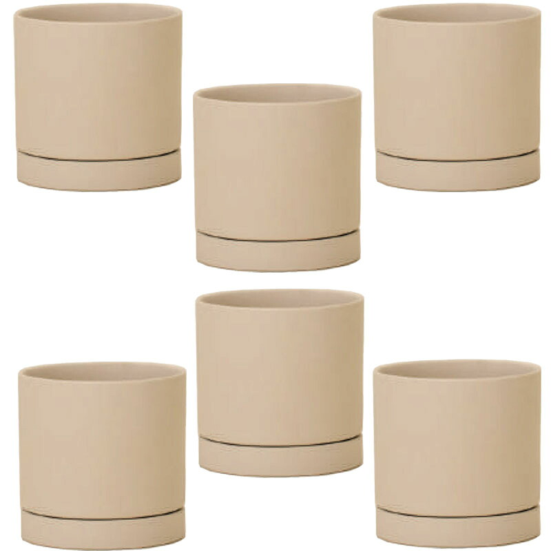 花・観葉植物用ポット ルーツ 11 L Ceramic POT （6個入り） 84057 底穴あり 受皿付き MIRAKANA ミニポット インテリア ディスプレイ【MIRAKANA】花・観葉植物用ポット ルーツ 11 L Ceramic POT （6個入り） 84057｜社人形会館店