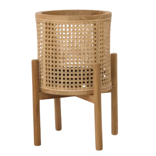 花・観葉草木用ポット ラタン＆チーク ポット照明ランプ ロビン BASKET （1個入り口・入口） 37002 底穴なし 脂製平円盤付 MIRAKANA 照明ランプ鉢押しかぶせる 室内装飾 見せびらかす【MIRAKANA】花・観葉草木用ポット ラタン＆チーク ポット照明ランプ ロビン BASKET （1個入り口・入口） 37002