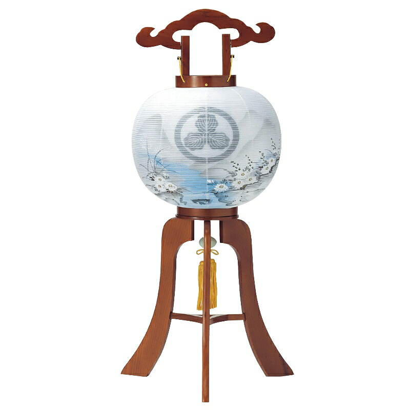 盆提灯 岐阜提灯 置き提灯 家紋入 行灯 10号 藤崎けやき(右) 対仕様(1個入) 高さ83cm (10657) 水雷球 電気コード式 初盆 新盆 お盆|社人形会館店